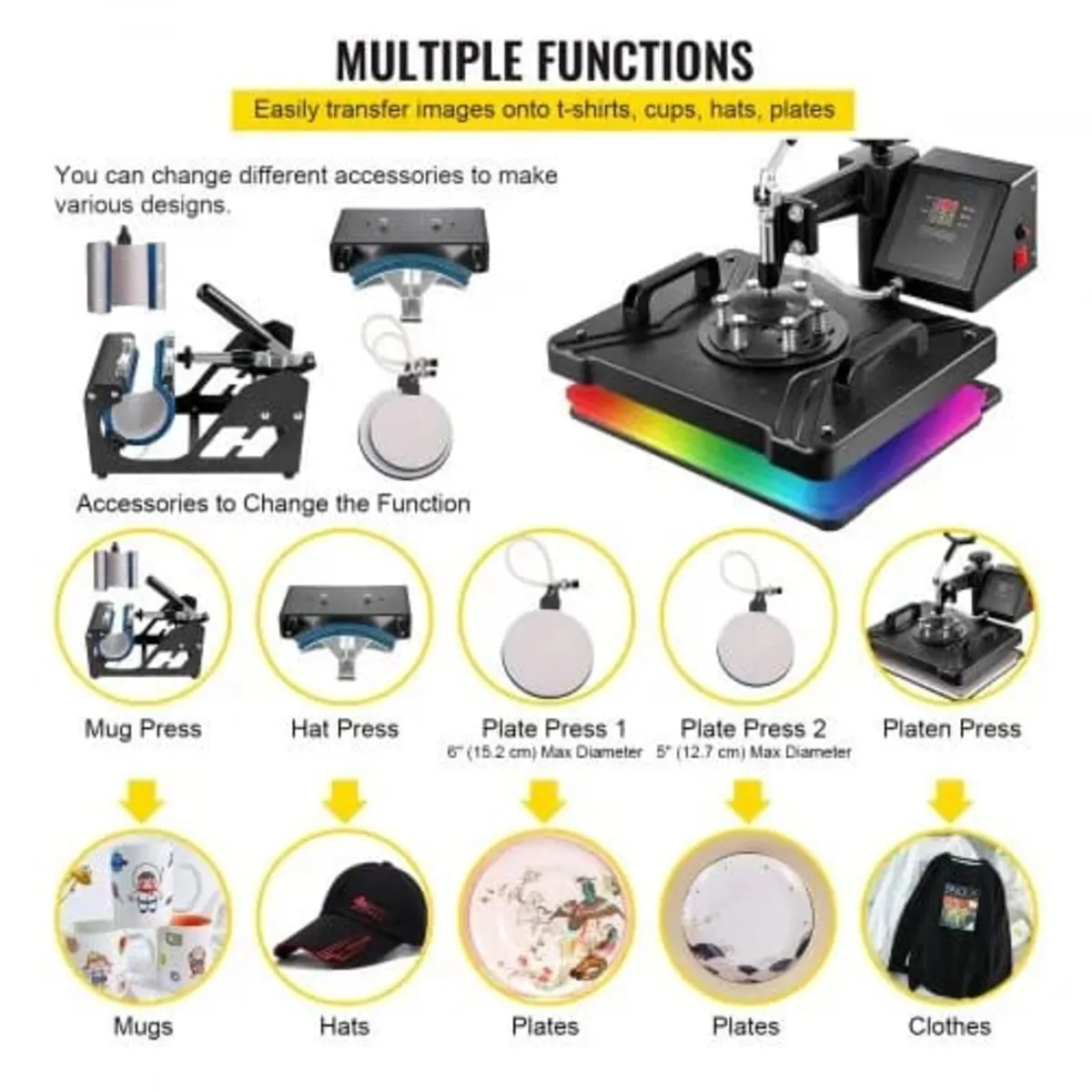 Heat Press 6 in 1 Heat Press Machine 38x30cm T-shi - Image 3