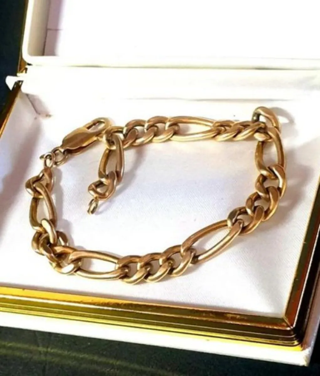 Vintage 9ct Gold Figaro Bracelet - Image 3