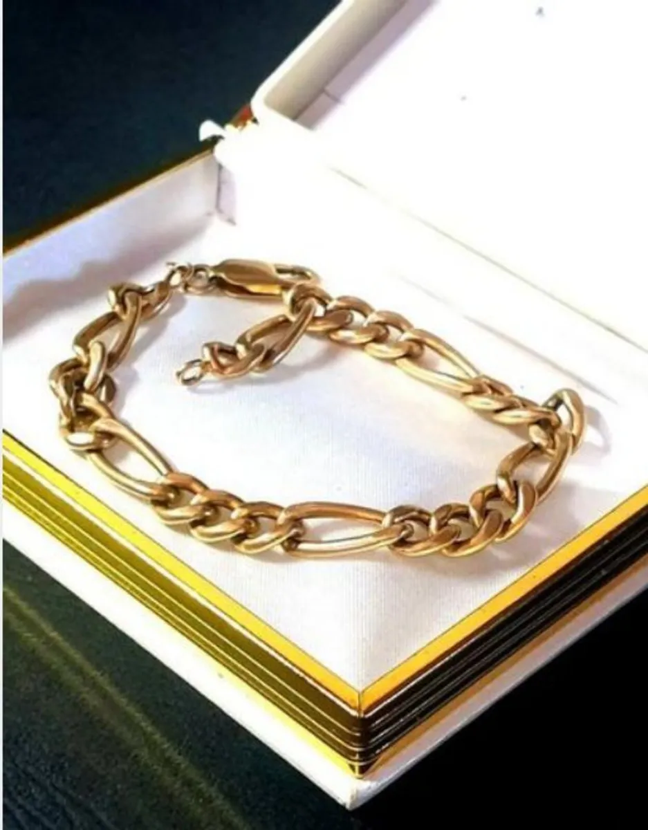 Vintage 9ct Gold Figaro Bracelet - Image 4