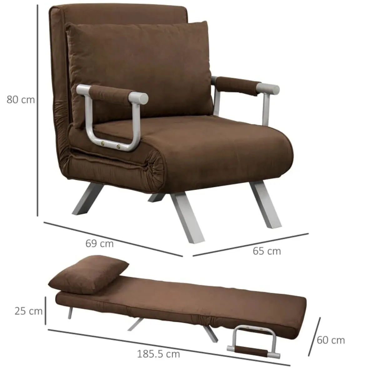 Convertible 1-Seater Armchair Sofa Bed with Remova - Image 3