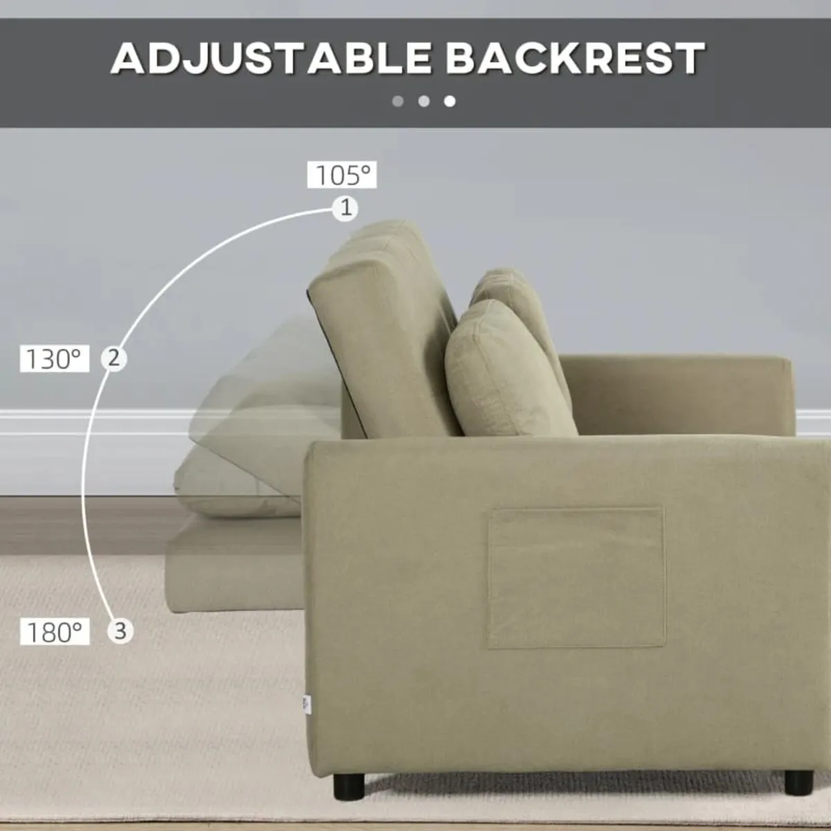 Loveseat Sofa Bed, Convertible Bed Settee with 2 C - Image 4