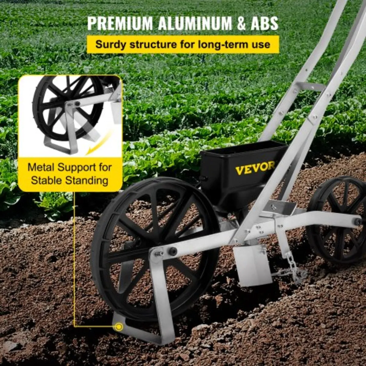 Garden Seeder, Metal Precision Garden Push Seeder - Image 2