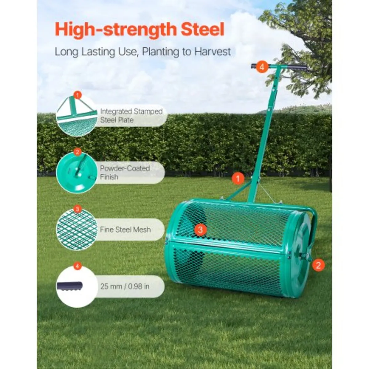 Compost Spreader, 24 in Wide Peat Moss Spreader wi - Image 4