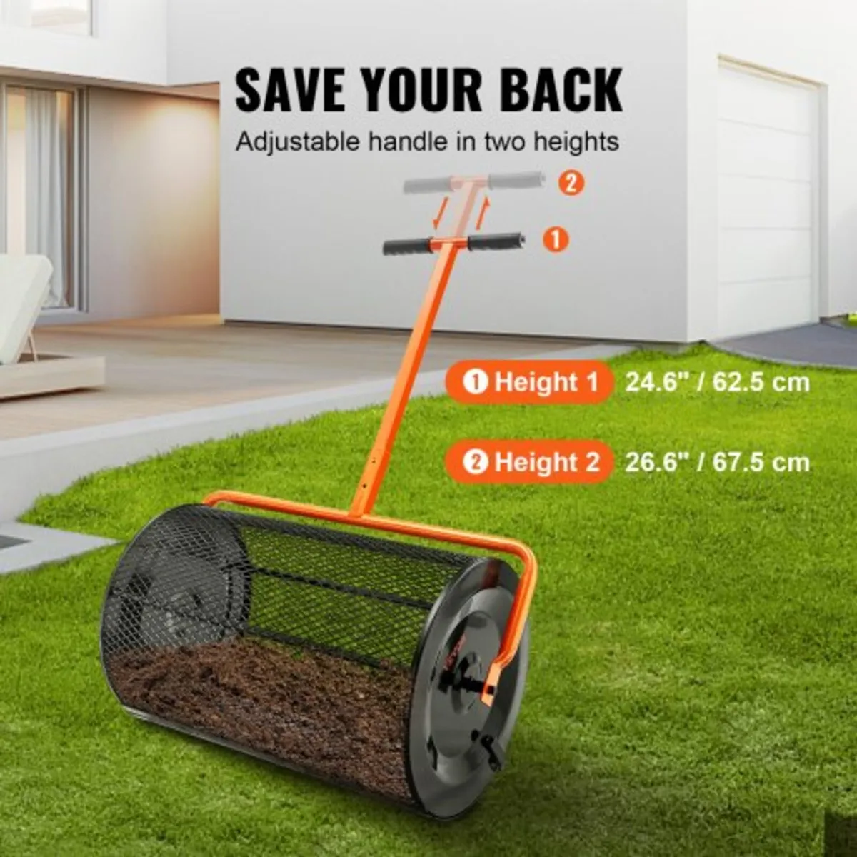 Compost Spreader, 24.4-25.6" Height Adjustable Han - Image 3