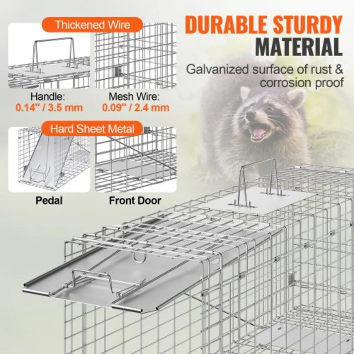 Live Animal Cage Trap, 79 x 25 x 30.5 cm Humane Ca - Image 4
