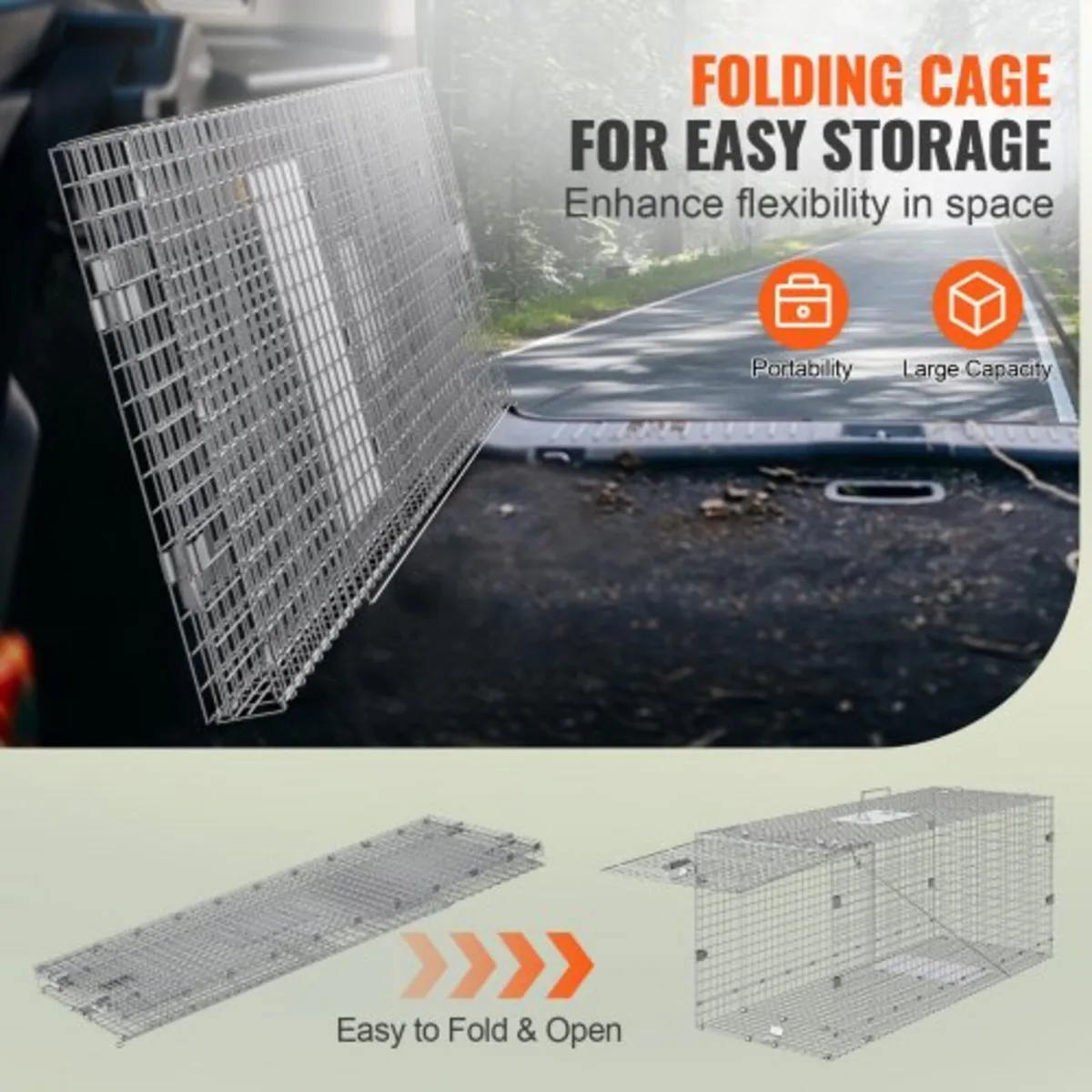 Live Animal Cage Trap 106.7 x 40.6 x 45.7 cm Human - Image 2