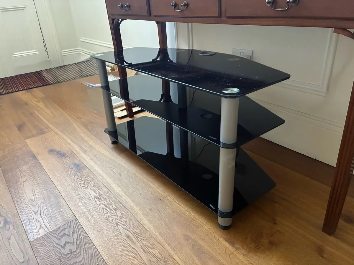 TV Stand / Media Unit – 3 Tier Black Glass - Image 3