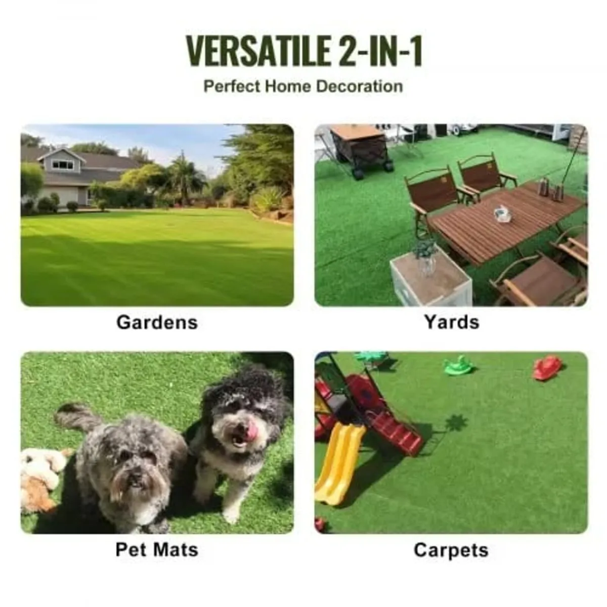 Artifical Grass, 1.8 x 3 m Rug Green Turf, 35mmFak - Image 2