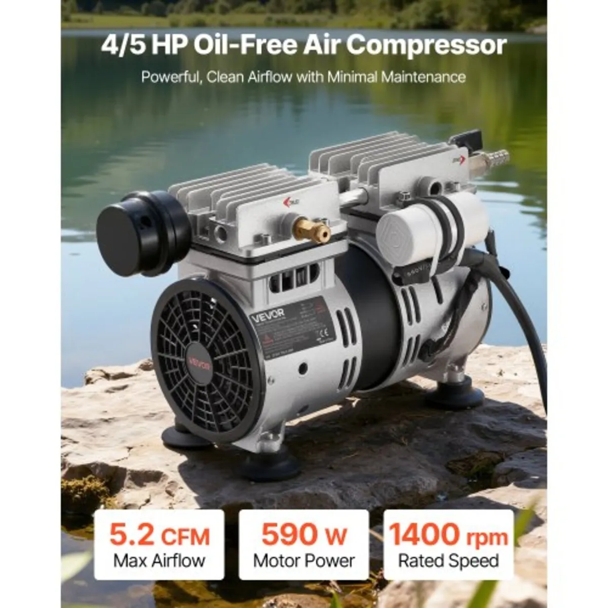 Pond Aerator, 5.2CFM 4/5HP Air Compressor, Lake Ae - Image 4
