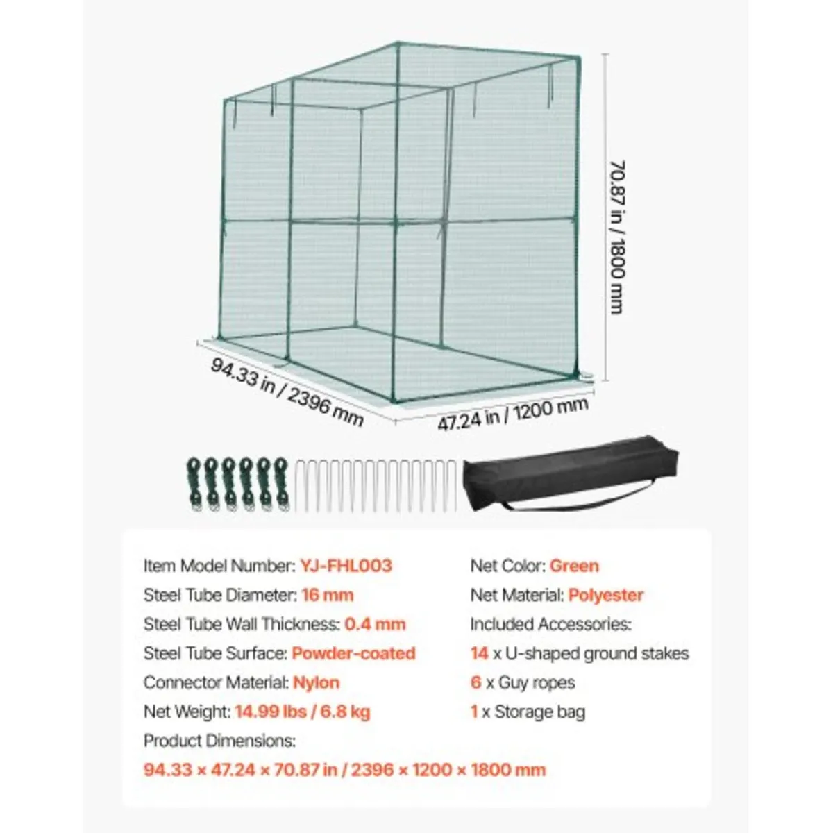 Crop Cage, 2.39 x 1.2 x 1.8 m Plant Protection Ten - Image 2