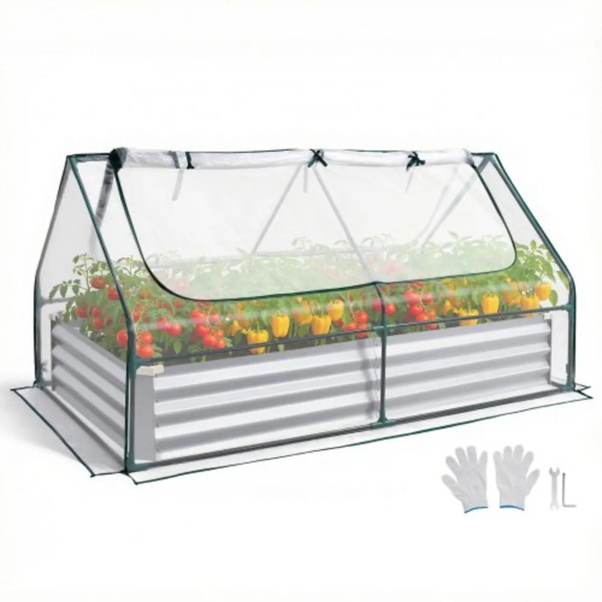Raised Garden Bed with Cover, 1800 x 900 x 300 mm, - Image 1