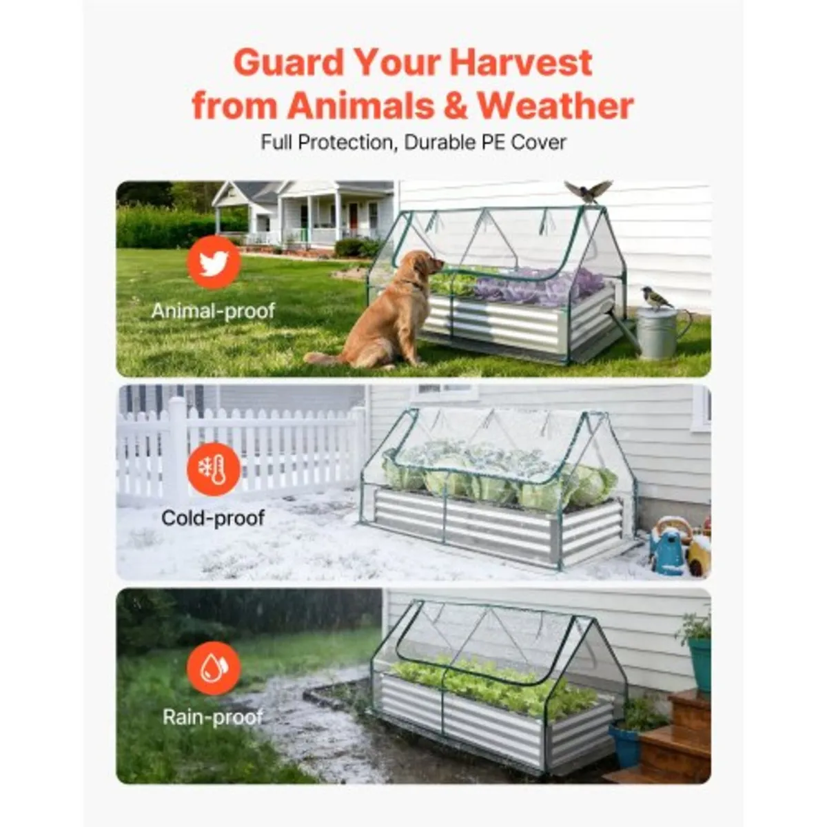 Raised Garden Bed with Cover, 1800 x 900 x 300 mm, - Image 4