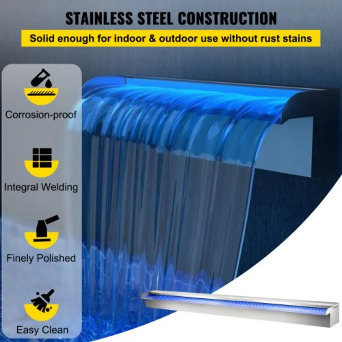 35.4" x 4.5" x 3.1" Stainless Steel Decorative Wat - Image 2