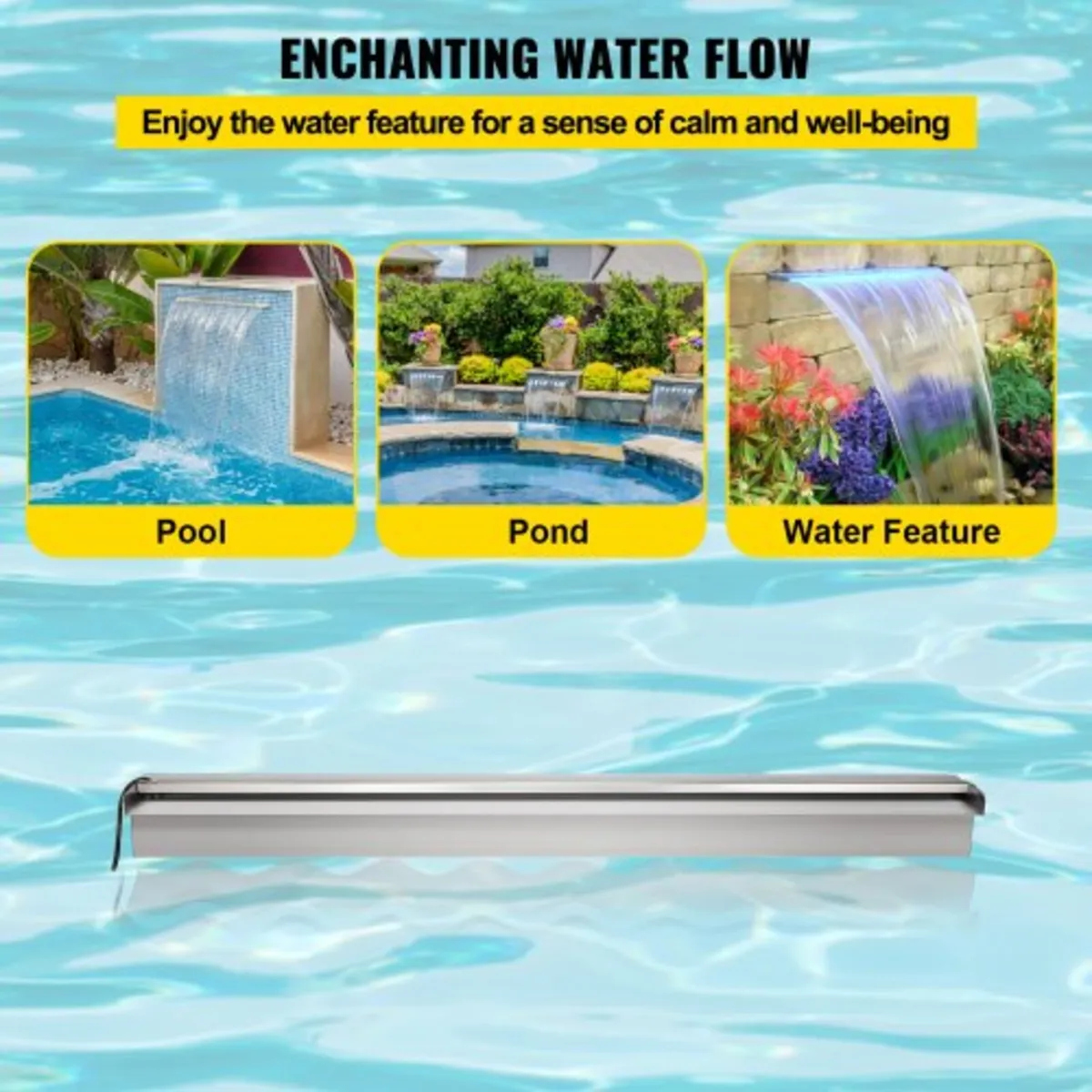 35.4" x 4.5" x 3.1" Stainless Steel Decorative Wat - Image 4