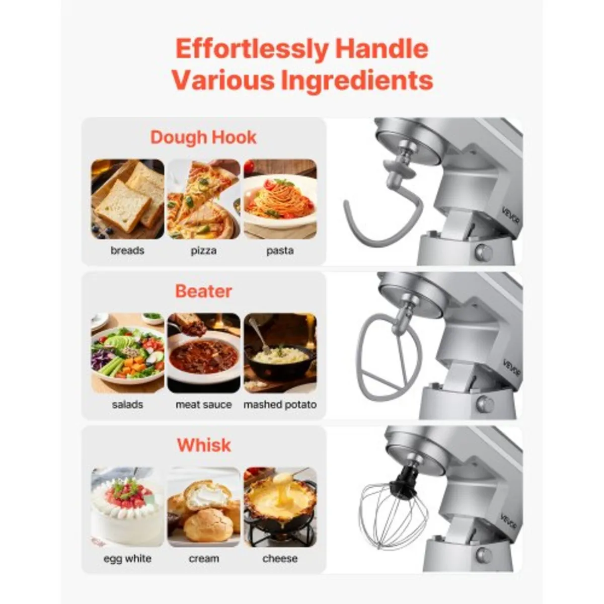 Stand Mixer, 4.2 L+5.7 L Electric Kitchen Mixer, 1 - Image 4