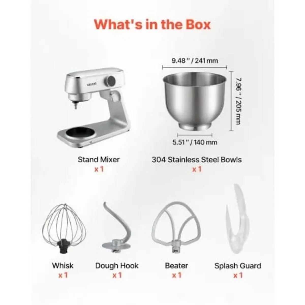Stand Mixer, 7.4 L Electric Kitchen Mixer, 1800W D - Image 3