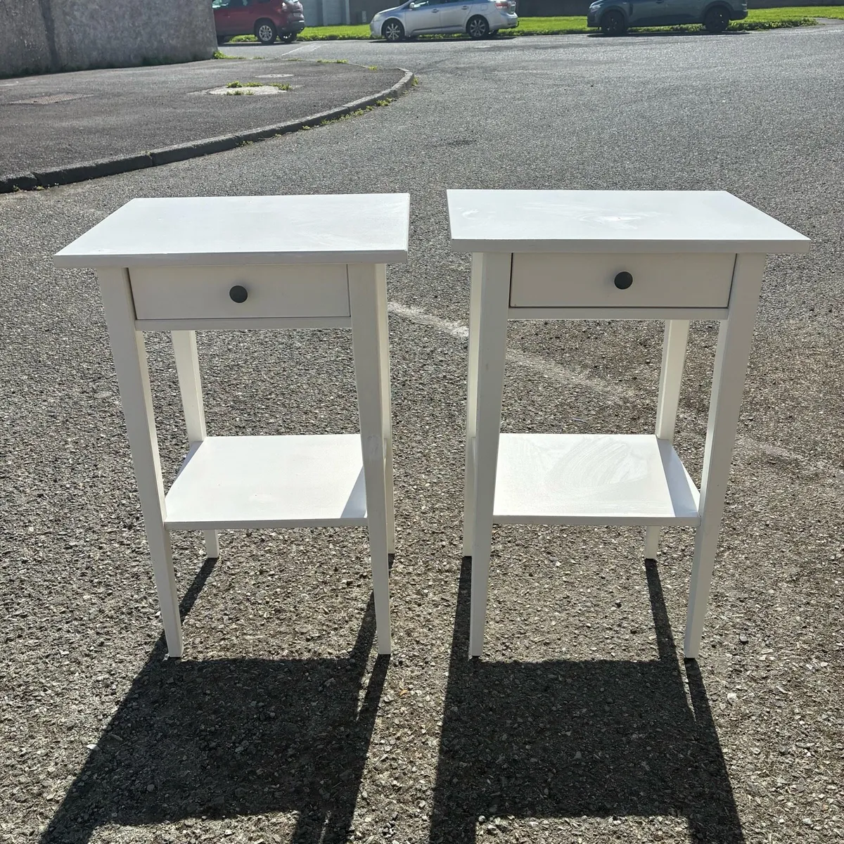 Two tall white lockers / bed side tables - Image 1