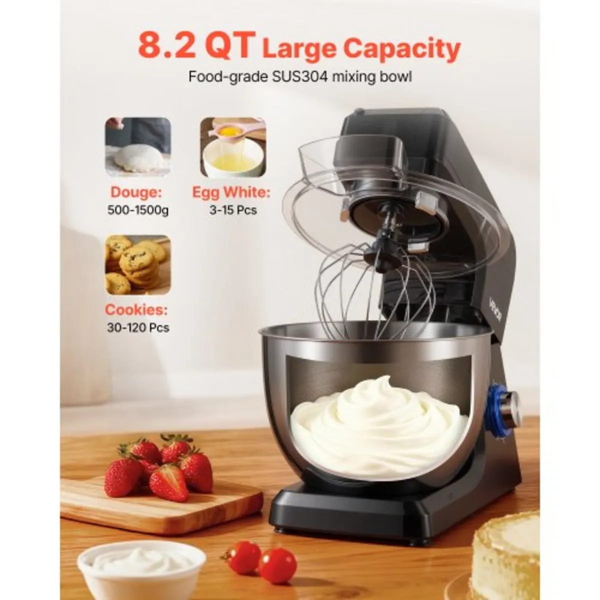 Stand Mixer, 7.8 L Electric Kitchen Mixer, 1500W D - Image 2