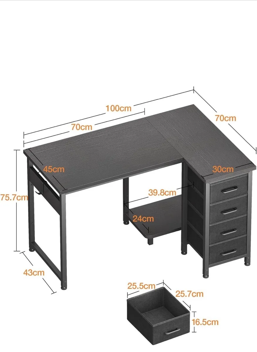 Modern L-Shaped Corner Desk with Drawers - Image 2