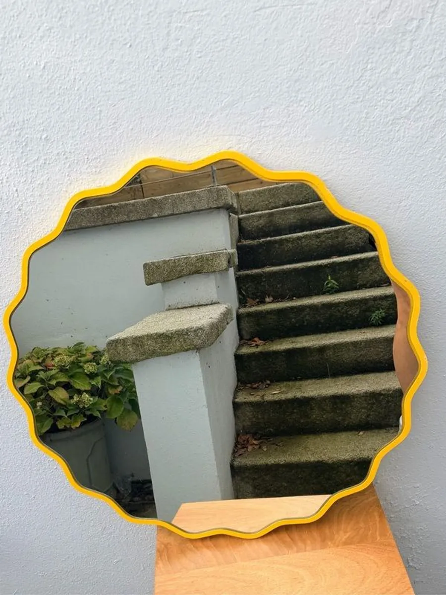Wavy Mirror with Yellow Painted Frame