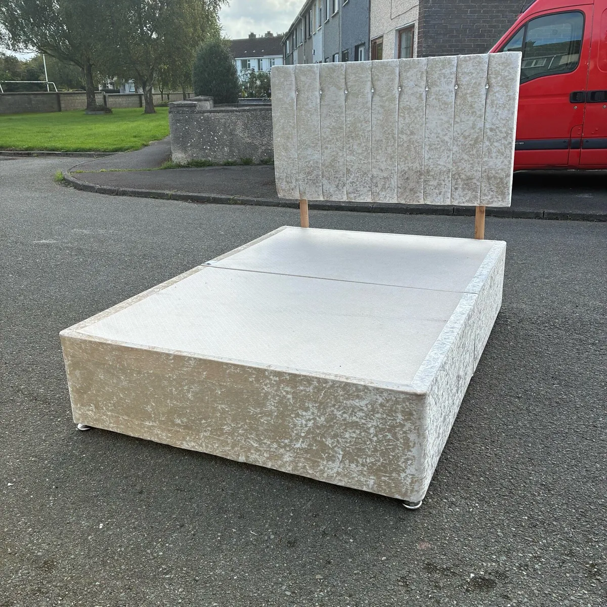 Beautiful crushed Double velvet base 💎 headboard - Image 1