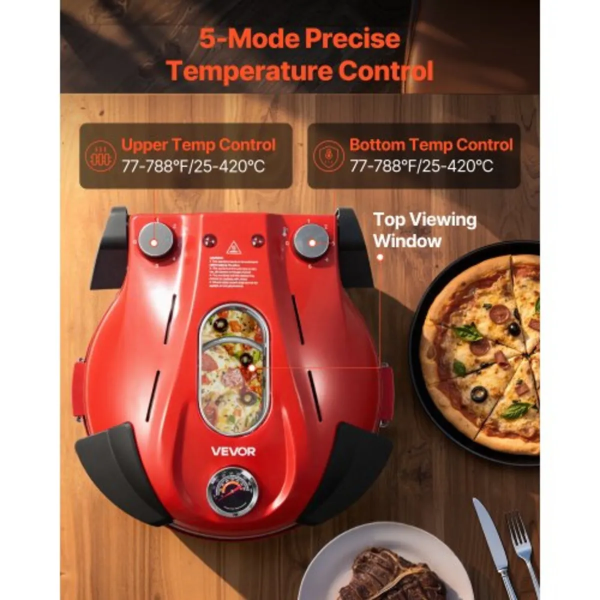 Pizza Oven, 304.8 mm Electric Pizza Maker, 1200W E - Image 3