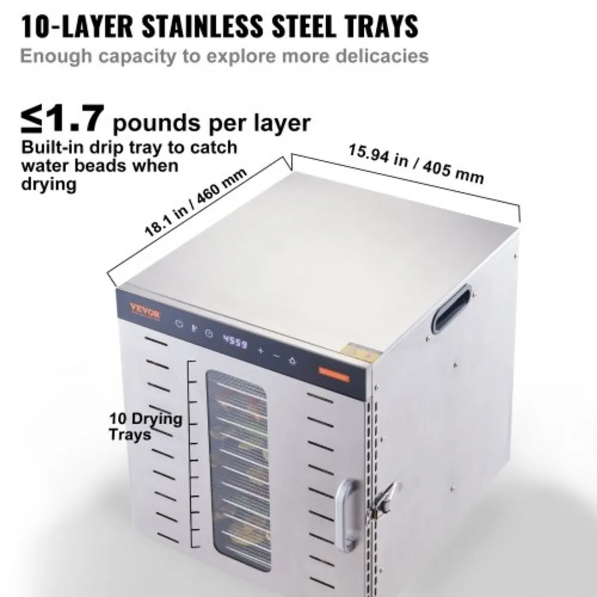 10 Trays Food Dehydrator Machine Stainless Steel 1 - Image 3