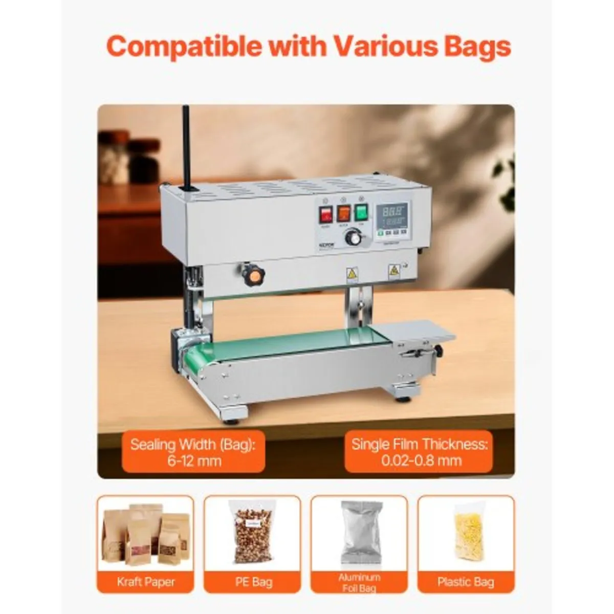 Continuous Bag Band Sealing Machine, 0.24-0.47 in/ - Image 2