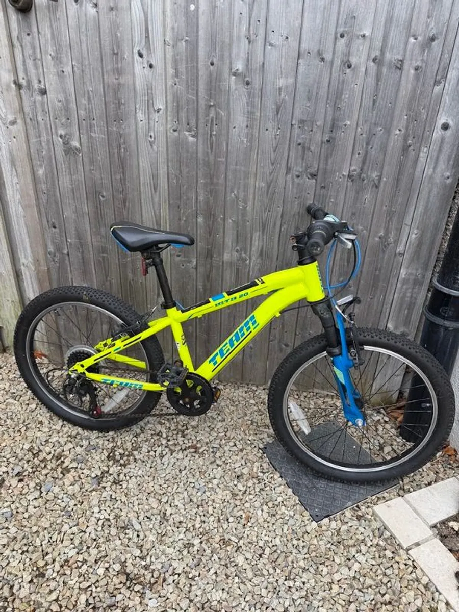 20 Inch Team Mountain Bike in Yellow and Blue - Image 1