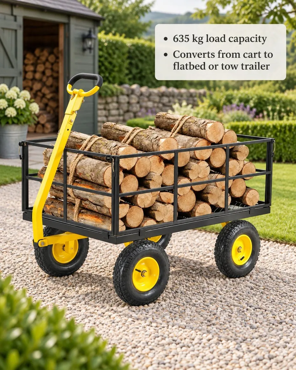 Heavy Duty Steel Garden Cart 635kg Capacity - Image 1