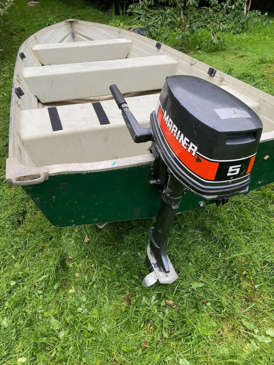 Aluminium boat 4.1 x 1.47m with 2 motors, trailer - Image 2