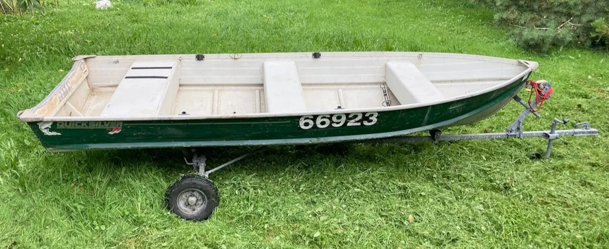 Aluminium boat 4.1 x 1.47m with 2 motors, trailer - Image 3