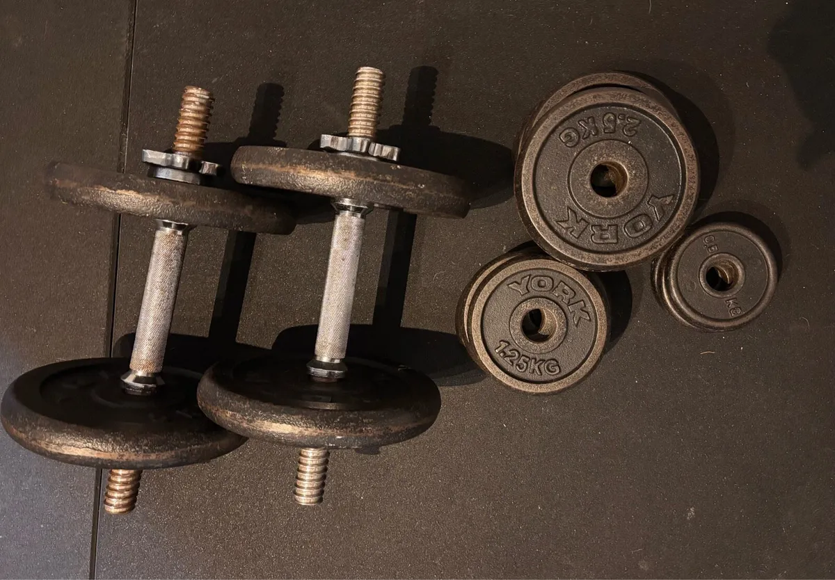 York adjustable cast iron dumbbells - Image 1
