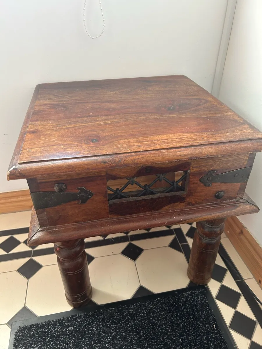 Indian teak small side table - Image 1