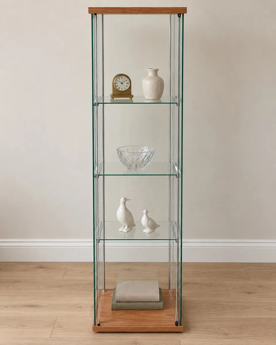 Tall Glass Display Cabinet with 3 Shelves - Image 1