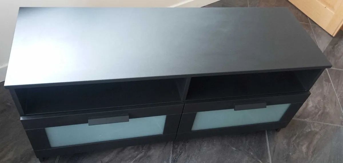 TV CABINET SIDEBOARD CUPBOARD black 4ft VGC - Image 2