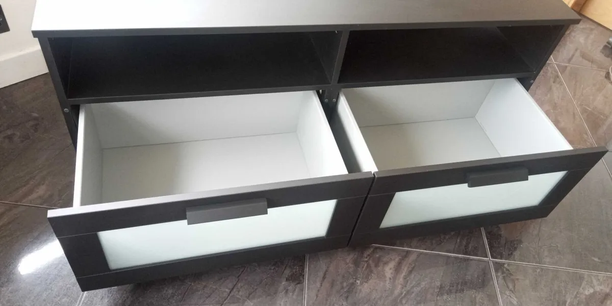TV CABINET SIDEBOARD CUPBOARD black 4ft VGC - Image 3