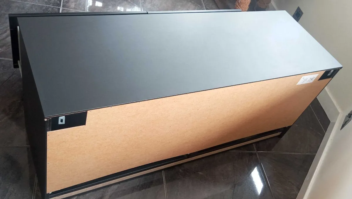 TV CABINET SIDEBOARD CUPBOARD black 4ft VGC - Image 4