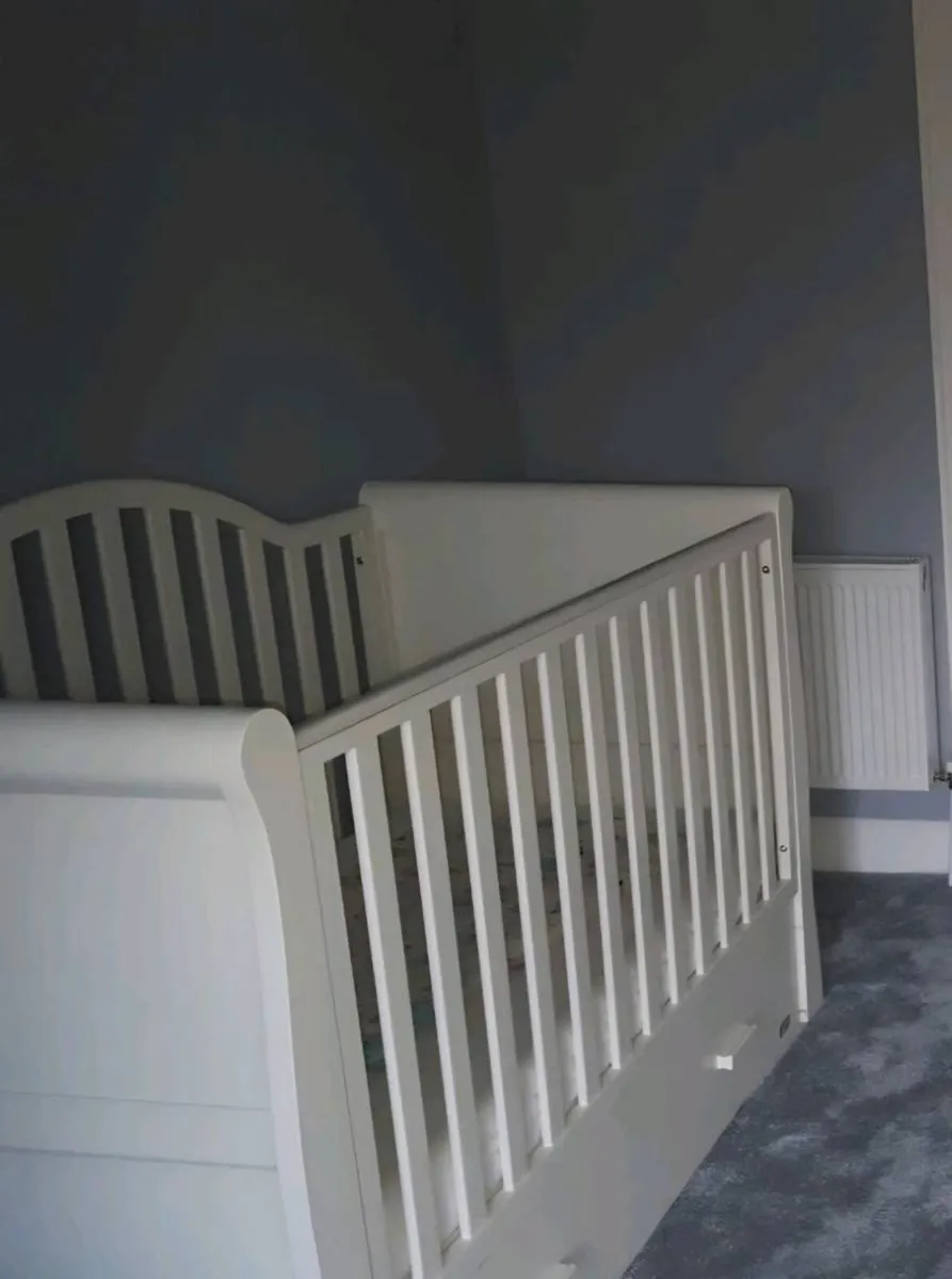 White BR Baby sleigh bed cot