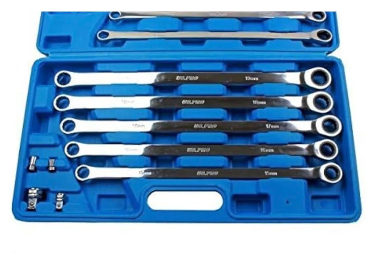 Brand New 10Pc Extra Long Ratchet Ring Spanner Set - Image 3
