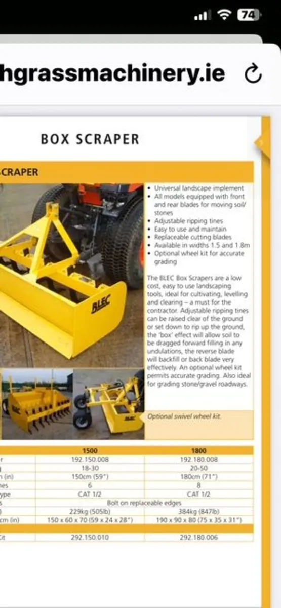 Compact tractor scraper - Image 1