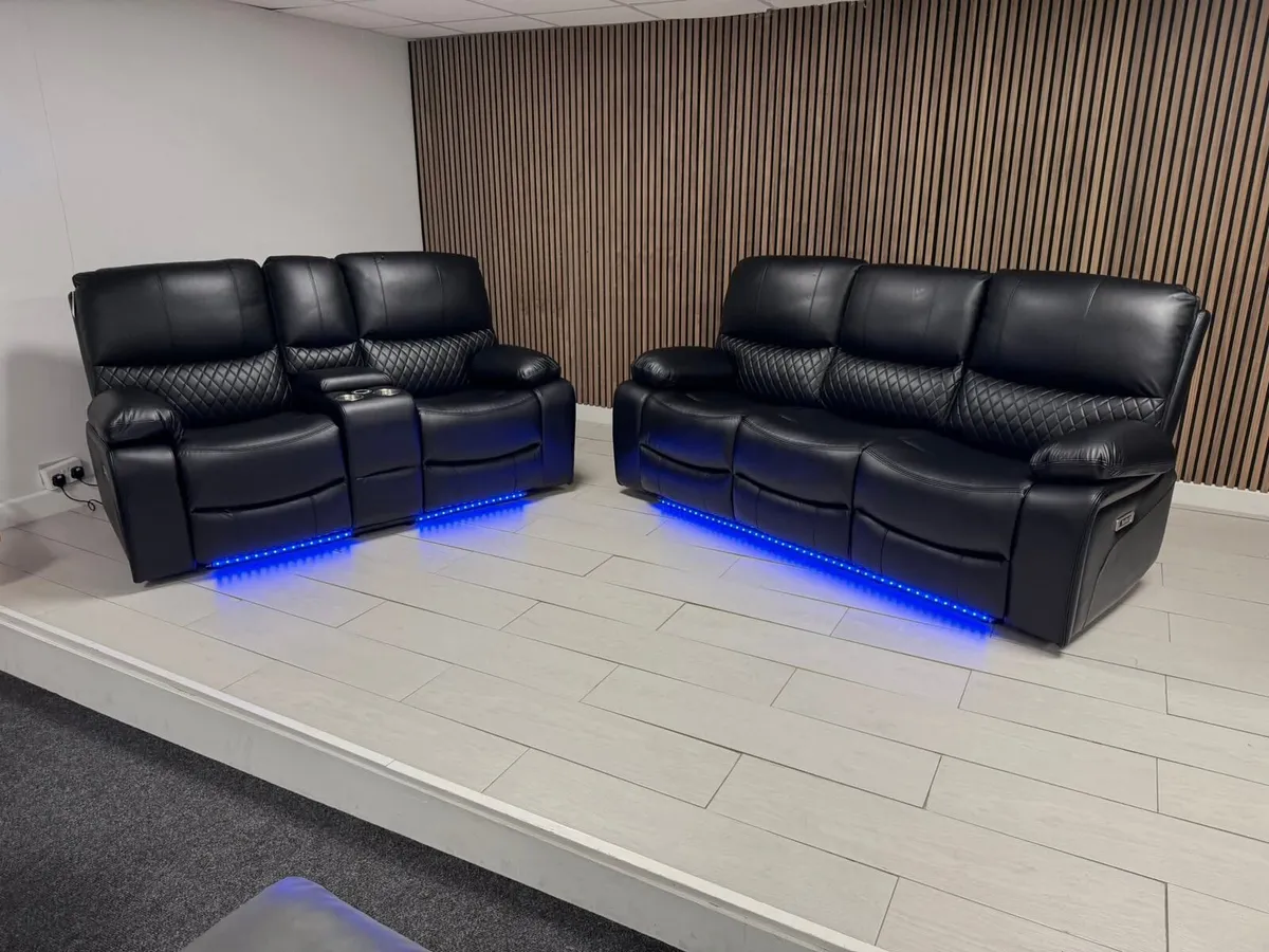 3+2 Black Rita Electric Leather Recliner Sofa Set - Image 1