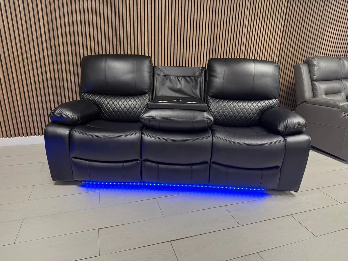 3+2 Black Rita Electric Leather Recliner Sofa Set - Image 2