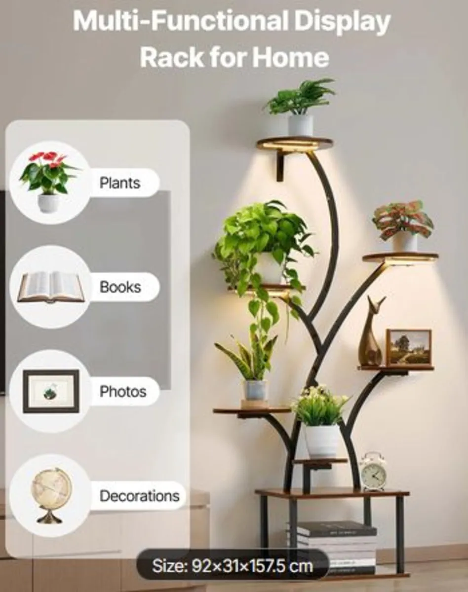 Plant Stand Indoor with Grow Lights, 157.5cm Tall - Image 4