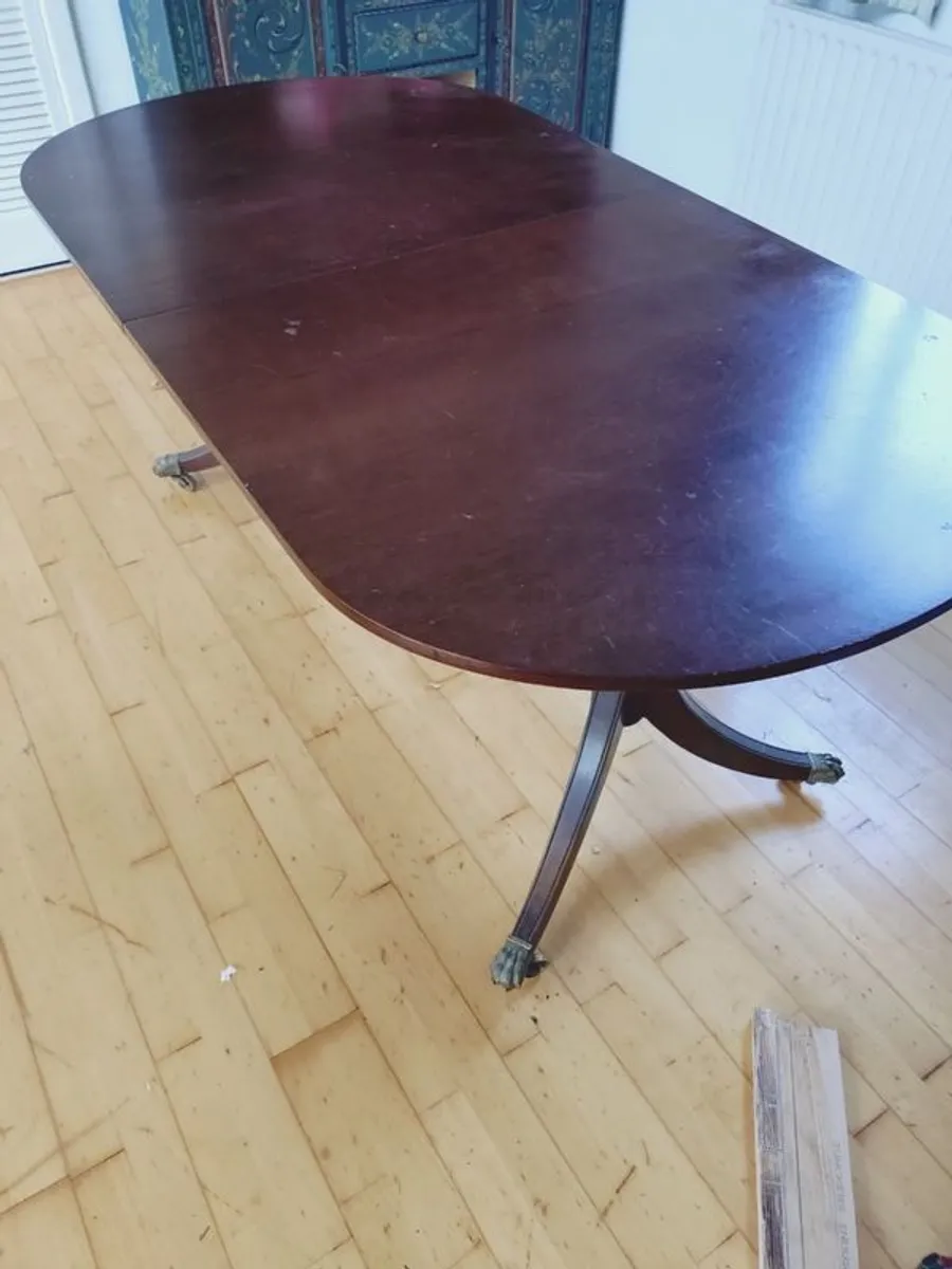 Mahogany dining table with fold-out leaf - Image 1