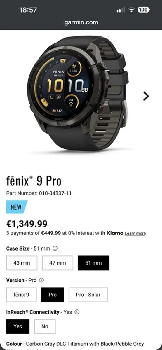 Garmin Fenix 9 Pro - 51mm - Inreach - Amoled - Brand New - Image 1