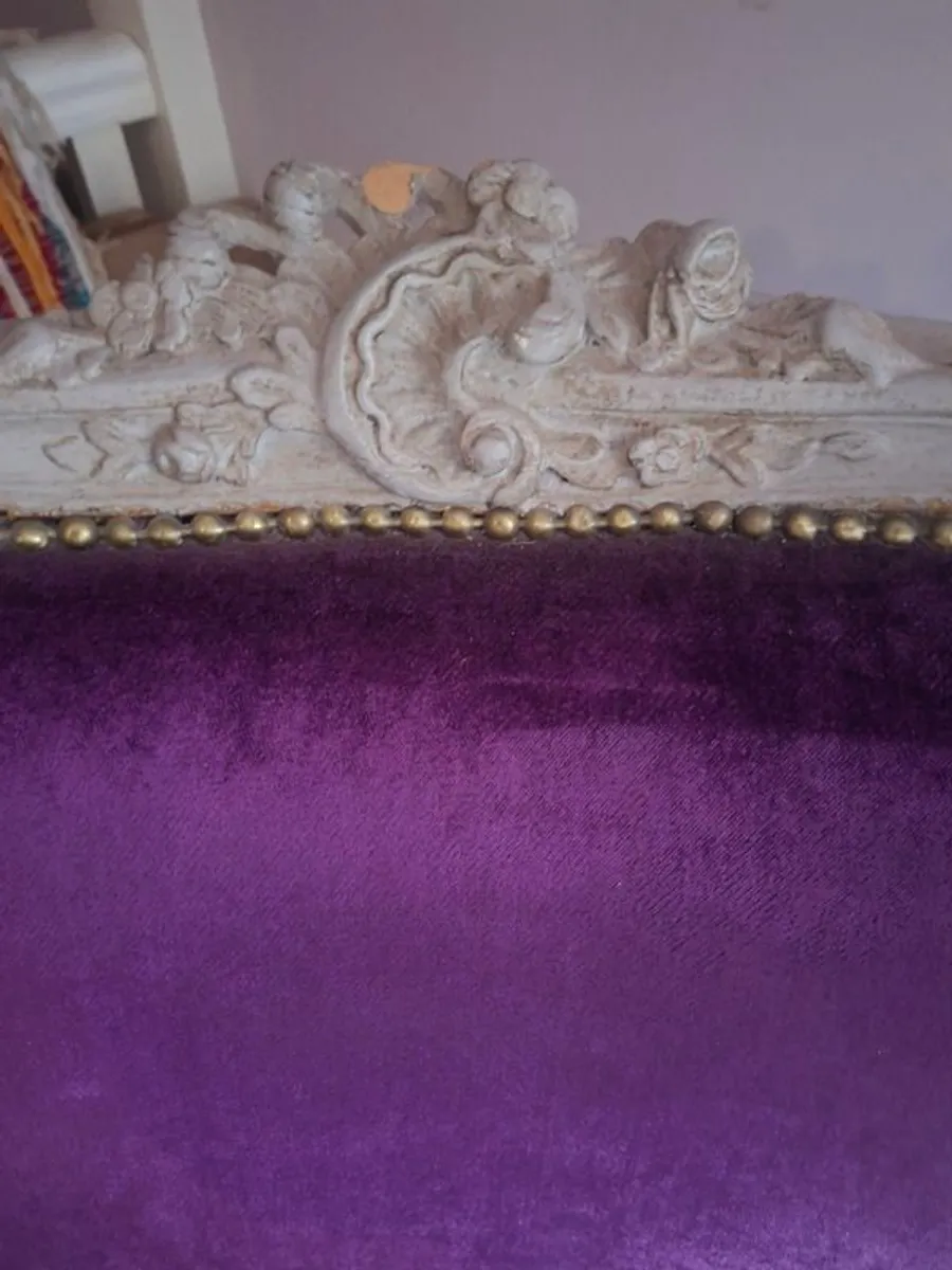 2X French Louis XV style wing-backed armchairs - Image 2