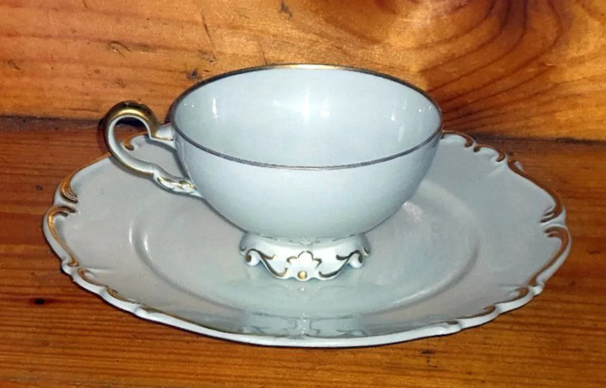 Vintage German Porcelain Teacup & Sandwich Plate - Image 1
