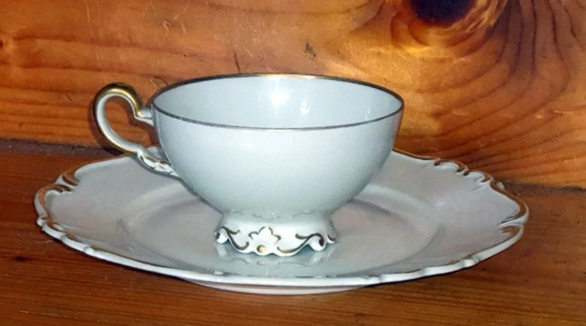 Vintage German Porcelain Teacup & Sandwich Plate - Image 4