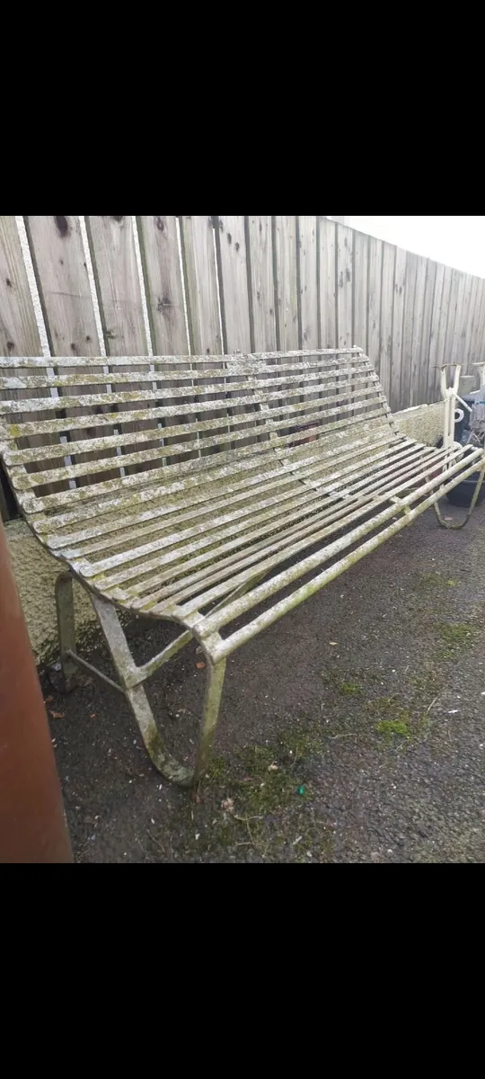 Antique Cast Iron "Strapwork" Garden Bench Seat - Image 1